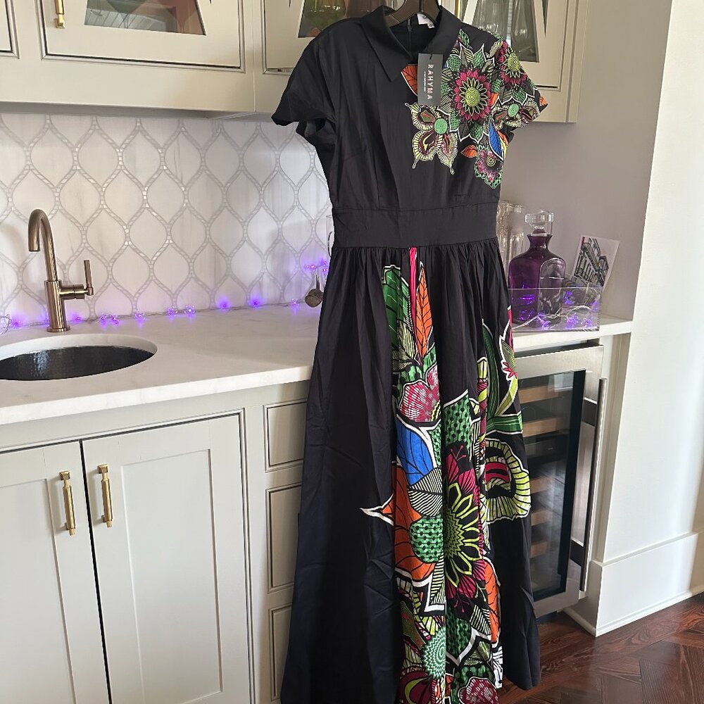 Rahyma Black Floral Maxi Dress- NWT-Size S
